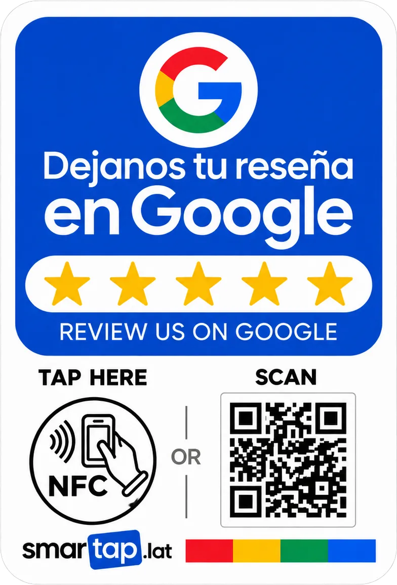 Tarjeta NFC de Smartap para dejar una reseña en Google